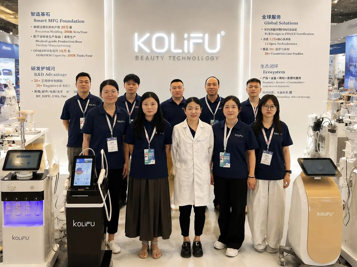 KOLIFU team hosting an international distributor group at a trade exhibition