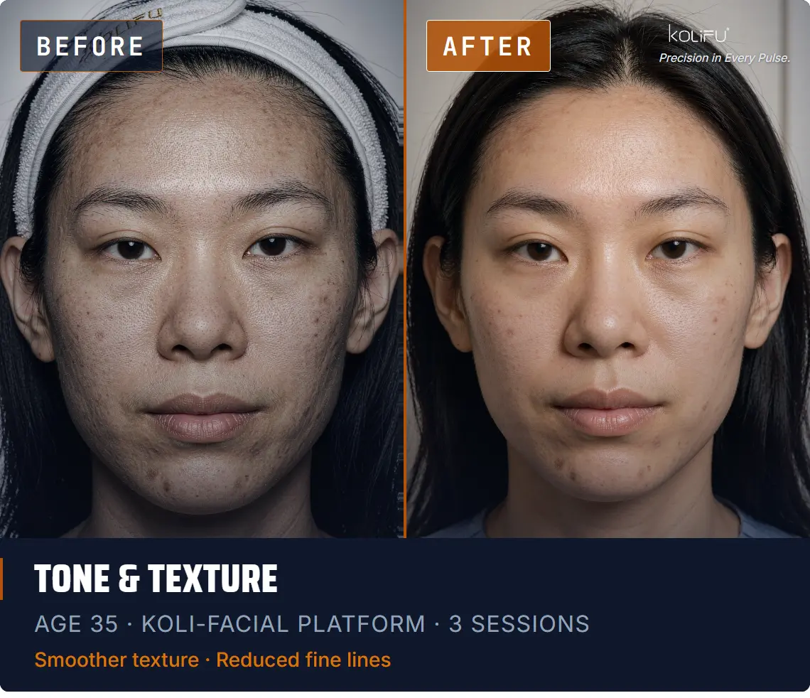 KOLI-FACIAL Hydro Dermabrasion Platform antes y después